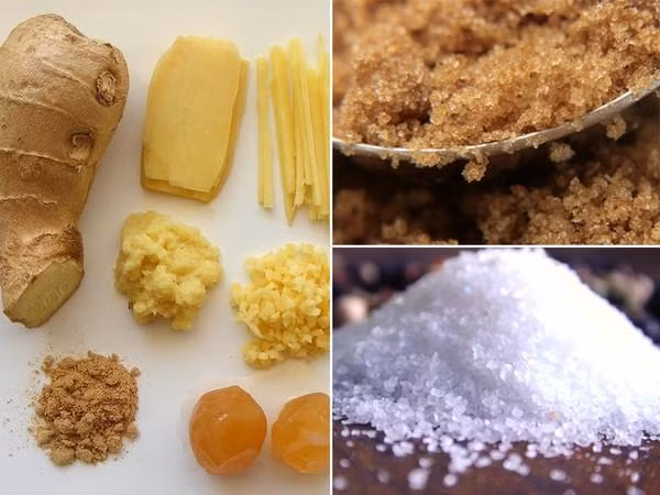 Gừng + Đường nâu/Muối. Không chỉ là nguyên liệu gia vị quen thuộc, gừng còn có chỗ đứng vững chắc trong y học hay làm đẹp. Các hỗn hợp tẩy da chết được chế biến từ gừng vừa giúp tẩy sạch các tế bào già cỗi, vừa loại bỏ độc tố ra khỏi cơ thể của bạn. Trong số đó, có 2 hỗn hợp tẩy da chết từ gừng dễ làm nhưng hiệu quả lại tuyệt hảo.