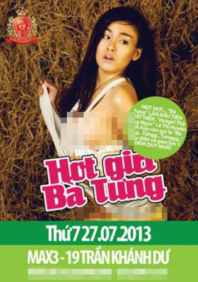 Hình ảnh quảng cáo trái phép về đêm diễn "Bà Tưng" tại quán bar