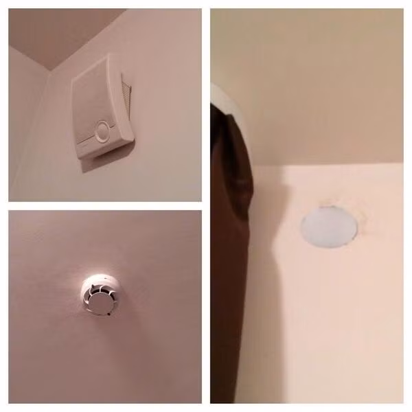 Charles Robinson lo ngại, căn phòng của anh sẽ bị theo dõi khi nhìn thấy ba vật thể lạ trên trần nhà.