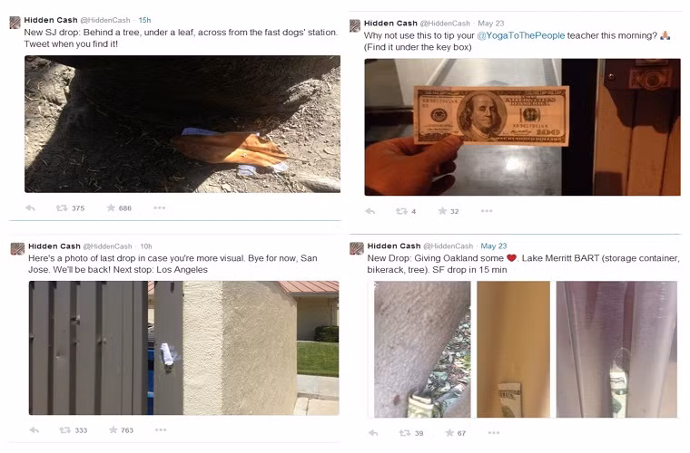 Đại gia rải tiền ở bất kỳ đâu, dưới lá cây, hộp cất khóa....