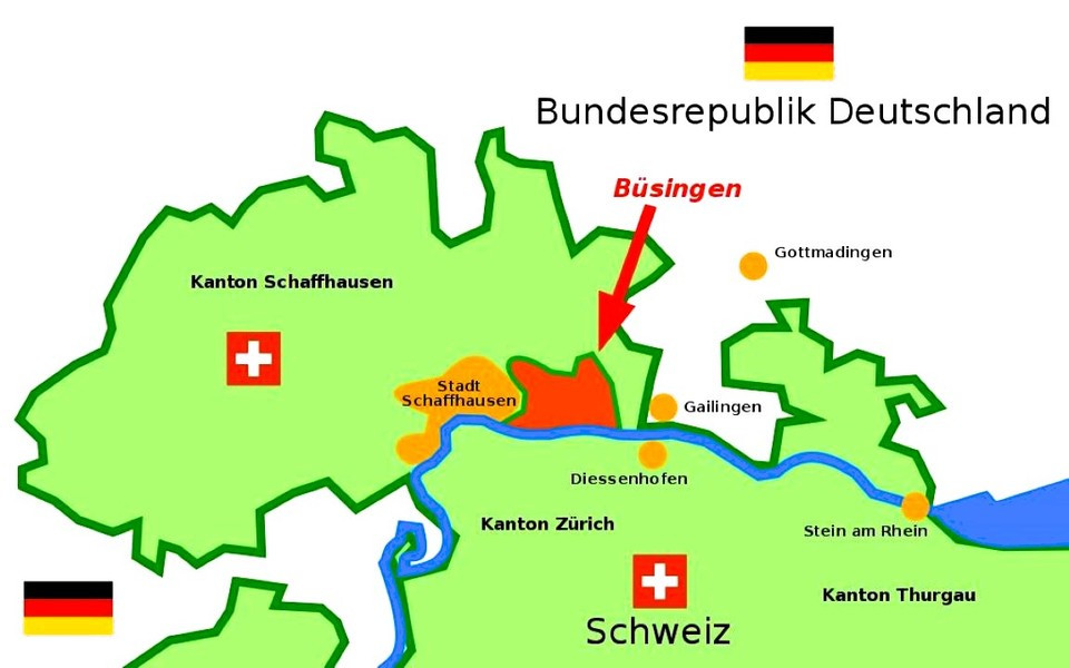 Về mặt kinh tế, thị trấn này thuộc Thụy Sỹ, nhưng về mặt hành chính, thị trấn này lại có tên trên bản đồ của Đức. Theo Bodenseewes.