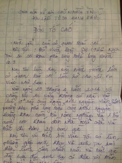 Đơn tố cáo của ông Đạt gởi đến báo Kiến Thức.