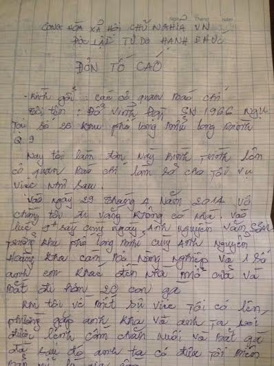 Đơn tố cáo của ông Đạt gởi đến báo Kiến Thức.