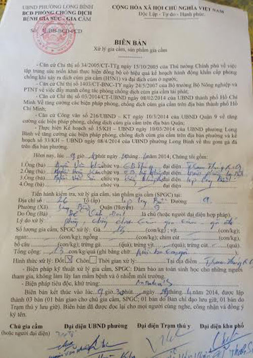 Biên bản xử lý của Ban chỉ đạo PCDB GS-GC doUBND phường lập.