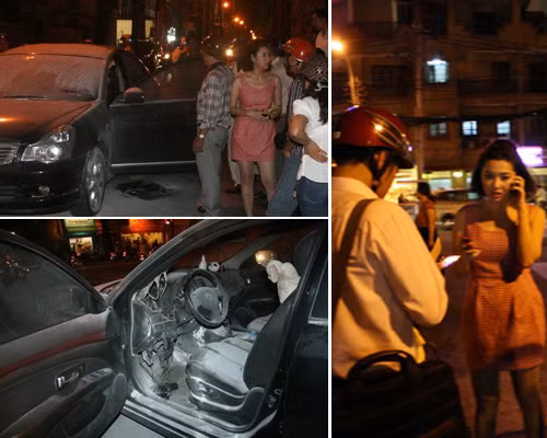 Tương tự, hồi tháng 2 năm ngoái, khi đang di chuyển trên đường Nguyễn Du (quận 1, TP.HCM), chiếc xe hơi hiệu Nissan màu đen của nữ diễn viên tài sắc Lê Khánh bỗng dưng bốc cháy. Cô được một tài xế taxi và lực lượng vệ Dinh Thống Nhất giúp đỡ chữa cháy.