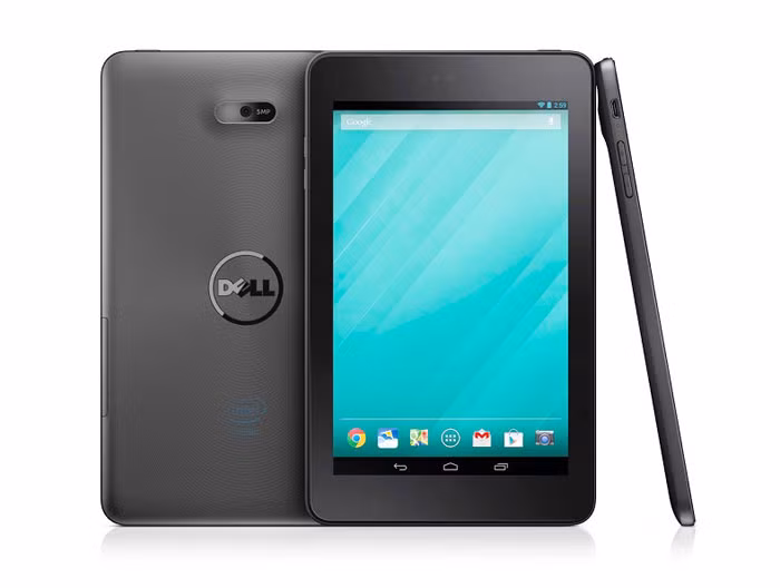 DellVenue 73G. Dell Venue7 3G (giá 2,4 triệu đồng) Máy dùng hệ điều hành Android 4.4 KitKat, độ mỏng 8,95 mm và khối lượng 290 gram, trang bị màn hình cảm ứng điện dung kích thước 7 inch độ phân giải 1280 x 800 pixels. Venue7 3G chạy hệ điều hành Android, trang bị vi xử lý lõi kép Atom Z3460 của Intel với xung nhịp 1.6GHz, RAM 1GB, bộ nhớ trong 16GB, có thể mở rộng bằng thẻ nhớ Micro SD. Camera chính phía sau của máy có độ phân giải 5MP, camera trước độ phân giải 1MP tích hợp tính năng nhận diện khuôn mặt. Dell Venue7 3G tích hợp khe cắm thẻ SIM cho phép người dùng đàm thoại và nhắn tin tương tự như smartphone thông thường, đồng thời kết nối Internet di động thông qua 3G. Máy sử dụng viên pin Lithium dung lượng cao 4550mAh, trọng lượng 290gram, độ dày thân máy 8,95mm.