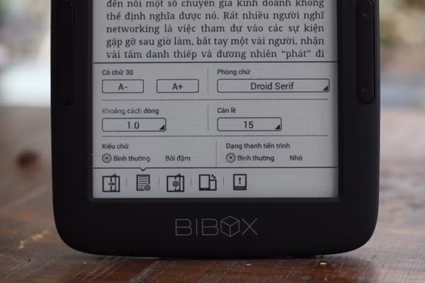 Menu điều khiển cỡ chữ, font chữ...