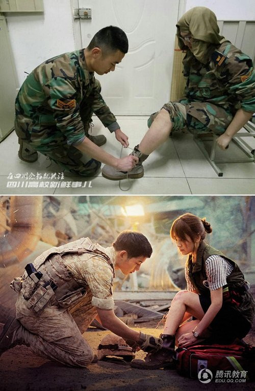 Tất cả những hình ảnh đều được thực hiện tại căn phòng ký túc xá của họ và trông rất hài hước, đối lập hẳn với những hình ảnh lãng mạn nên thơ trong bộ phim, khiến người xem không thể nhịn cười.