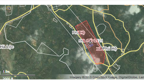 Vị trí nhà máy nhìn từ vệ tinh
