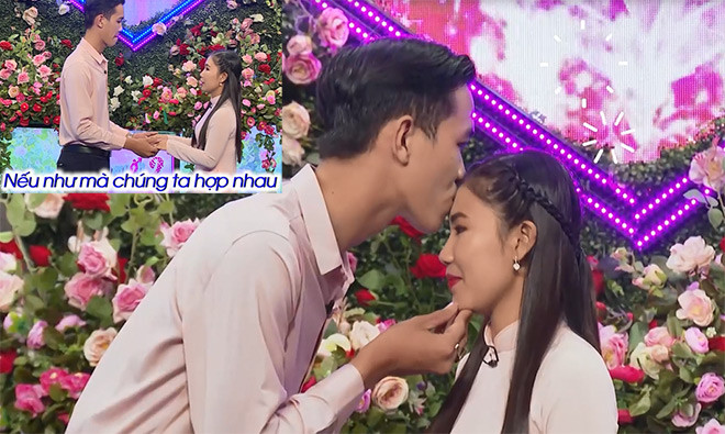 Sau khi nắm tay nói lời chân thành, cặp đôi trai tài gái sắc đã cùng bấm nút hẹn hò trong niềm vui của ông bà mối. Hữu Sang nhẹ nhàng đặt nụ hôn lên trán Ngọc Mơ trước sự ủng hộ của khán giả trong trường quay.
