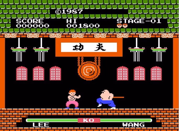"Yie Ar Kung-Fu", thường được gọi là trò "Công phu" do hãng Konami phát hành năm 1985. Đây là trò chơi chiến đấu kiểu đối kháng 1-1, được cho là sự mở đầu cho những trò chơi dạng tương tự sau này.