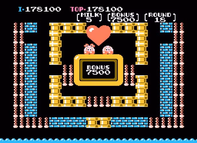 "Nut and Milks" do hãng Hudson Soft phát triển từ năm 1983 là câu chuyện tình yêu giữa chàng Milk và nàng Nut, trong đó người chơi phải điều khiển Milk vượt qua mọi trở ngại và kẻ thù để đến được với tình nhân của mình.