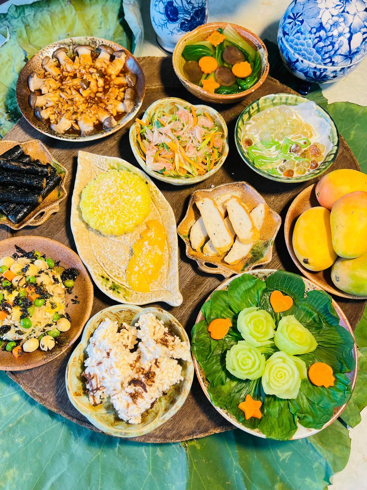 Goi y mam co chay cung Ram thang 7 tuom tat, cau binh an