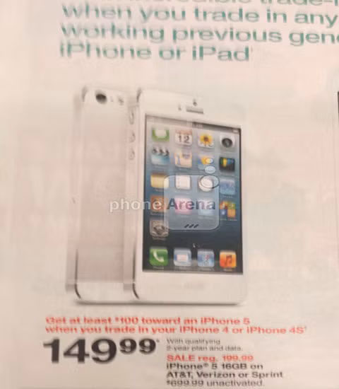 Mua iPhone 5 với giá 100 USD. Đây là một chương trình mua iPhone của Target.Theo đó, khi bạn bán chiếc điện thoại iPhone 4 và 4S cũ cho nhà bán lẻ này bạn sẽ được giảm ít nhất 100 USD khi mua iPhone 5 mới với 1 bản hợp đồng của nhà mạng.