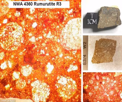 Hầu hết các thiên thạch, như thiên thạch này chẳng hạn, là một phần của thiên thạch đến từ khu vực giữa sao Hỏa và sao Kim. Thiên thạch lớn nhất được tìm thấy trên Trái đất nặng 60 tấn, và đã rơi xuống từ 80.000 năm trước.