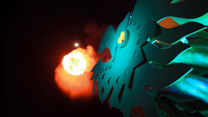 Vào các tối thứ 7 và chủ nhật hàng tuần, cầu Rồng sẽ phun lửa. Trong ảnh là cảnh phun lửa - Ảnh: Đăng Nam