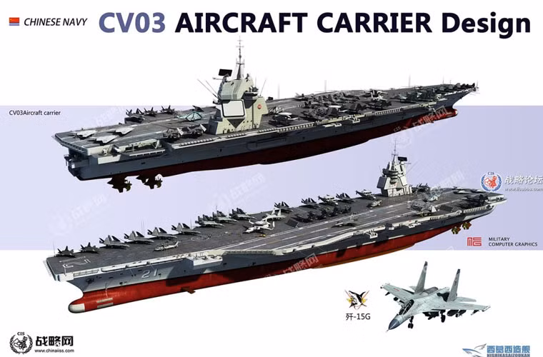 Máy bay trên tàu gồm 36 máy bay chiến đấu hạng nặng, 8 máy bay tác chiến điện tử J15G (trong đó 4 máy bay có thể thực hiện tiếp dầu, mang theo thiết bị tiếp dầu) và 12 máy bay tác chiến trên không không người lái.