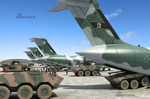 KC-390 được thiết kế cho nhiệm vụ chính là vận chuyển binh sĩ (80 hành khách hoặc 64 lính dù hoặc 74 cáng cứu thương với 2 bác sĩ) và nhiệm vụ chuyển trang bị cơ giới (tối đa 2-3 xe thiết giáp HMMWV và Marrua hoặc Astros II hoặc LAV III và VBTP-MR Guarani).