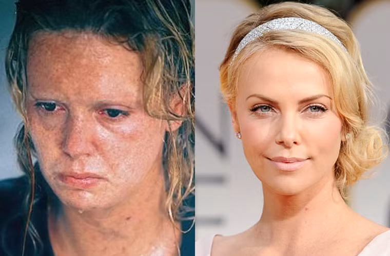 Vào vai kẻ giết người hàng loạt Aileen Wuornos trong Monster, ngoài việc phải tăng cân Charlize Theron mỗi ngày phải chịu cảnh hóa trang xấu xí. Đền bù cho những hi sinh của cô, Charlize đã nhận được giải Oscar nữ diễn viên xuất sắc năm 2003.