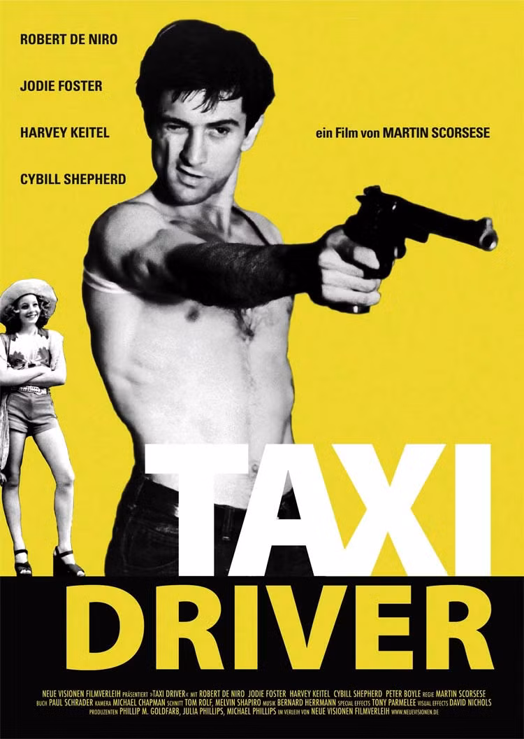 Mỗi ngày trên hành trình đưa đón những người khách bằng chiếc taxi của mình, Travis ( Robert De Niro) phải chứng kiến những cảnh sống bẩn thỉu, tối tăm, những cảnh mà theo anh là "không thể chịu đựng nổi" và "cần phải quét sạch khỏi thành phố". Anh bắt đầu mua súng và luyện tập trở lại như thời kỳ còn là thủy quân lục chiến trong Chiến tranh của Mỹ tại Việt Nam. Taxi Driver mang tính đột phá của đạo diễn Martin Scorsese đã được tạp chí Time bình chọn trong danh sách 100 bộ phim hay nhất mọi thời đại.