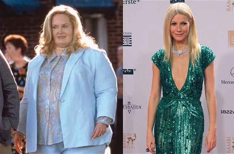 May mắn cho Gwyneth Paltrow là cô không phải tăng cân để vào vai cô béo trong Shallow Hal nhờ hỗ trợ của bộ trang phục cải trang.