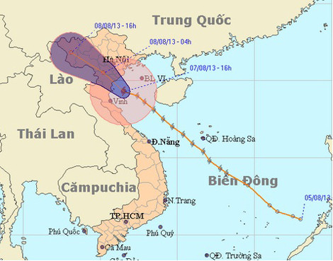 Đường đi và vị trí cơn bão số 6. Ảnh: nchmf.gov.vn