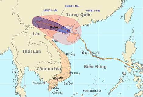 Đường đi và vị trí cơn bão số 5. Ảnh: nchmf.gov.vn