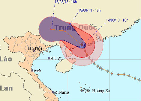 Chiều nay (14/8), bão số 7 đã đi vào đất liền phía Tây Nam tỉnh Quảng Đông (Trung Quốc). Ảnh: nchmf.gov.vn