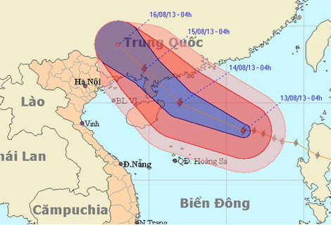 Đường đi và vị trí "siêu bão". Ảnh: nchmf.gov.vn