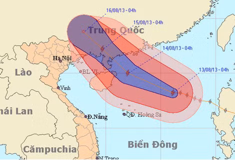 Đường đi và vị trí "siêu bão". Ảnh: nchmf.gov.vn