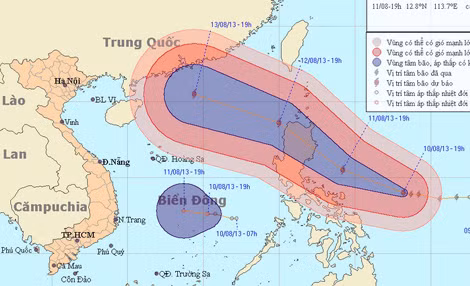 Đường đi và vị trí cơn bão Utor. Ảnh: nchmf.gov.vn