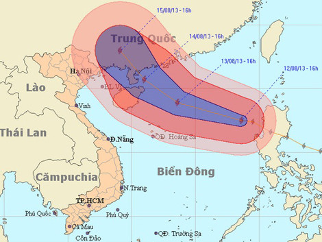 Đường đi và vị trí cơn bão số 7 trên biển Đông. Ảnh: nchmf.gov.vn