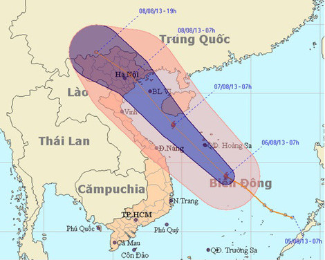 Đường đi và vị trí cơn bão số 6. Ảnh: nchmf.gov.vn