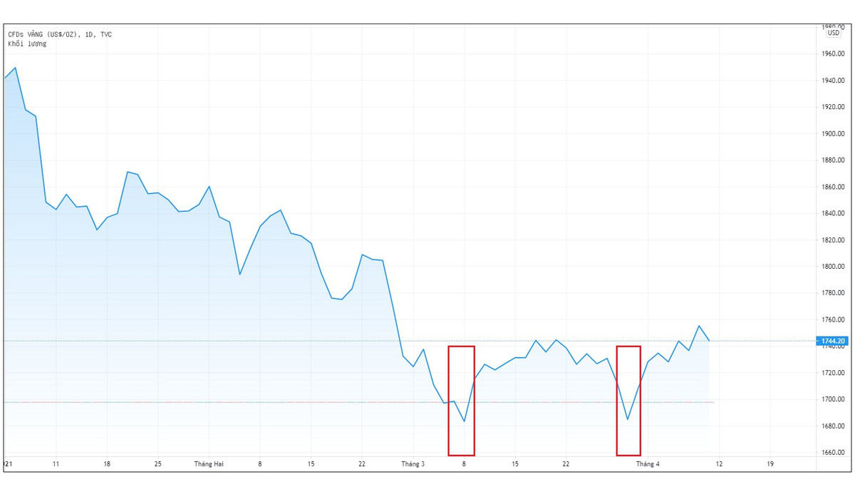 Gia vang da cham day?