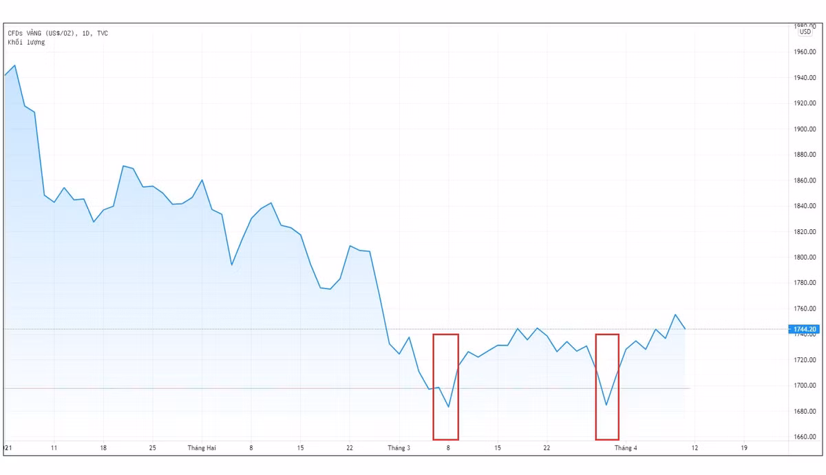 Gia vang da cham day?