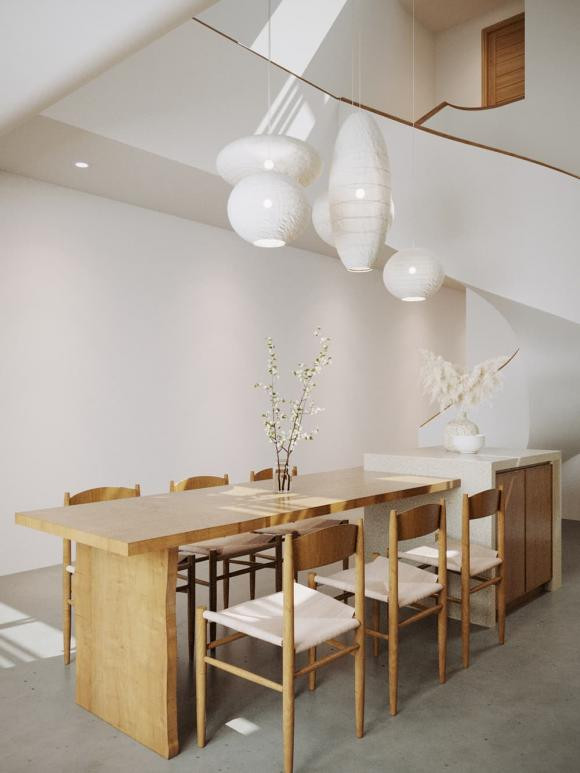 Khu bếp sáng sủa khi đón được nhiều ánh sáng mặt trời