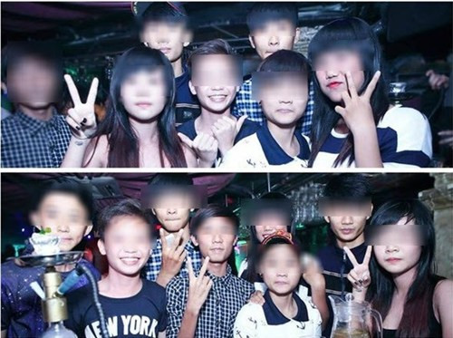 Hình ảnh đám học sinh cấp 2 ở TP HCM lên bar ăn chơi, nhảy nhót từng gây xôn xao mạng Việt. Nhiều người lớn và sinh viên đến nay vẫn chưa biết quán bar là gì. Ấy vậy mà các học sinh cấp 2 này đã rủ nhau đi bar và chụp ảnh bên bình shisha. Ảnh: FB.