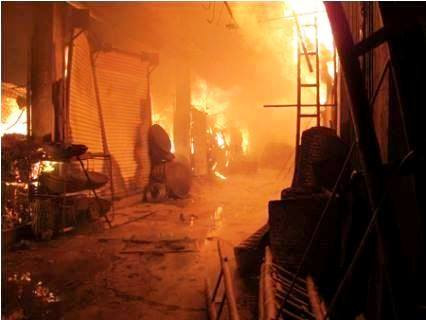 Hiện trường vụ cháy. Ảnh: Hoàng Thiêm