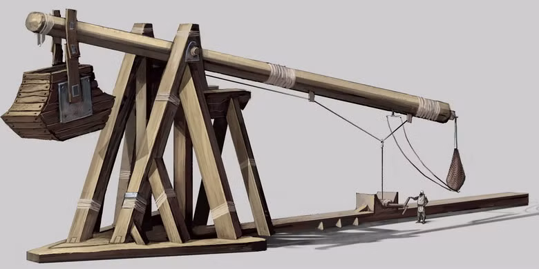 Những cỗ máy ném đá Trebuchet khổng lồ xuất hiện ở châu Âu từ thế kỷ thứ 6, đã được sử dụng như thứ vũ khí có khả năng hủy diệt mạnh nhất trong suốt 1000 năm, cho đến khi súng đại bác khiến chúng trở nên lỗi thời từ thế kỷ 16.