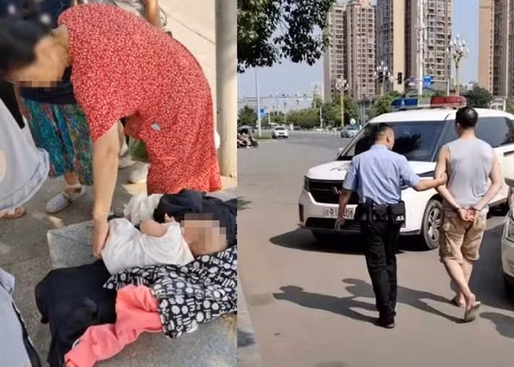 Con dau bo ve nha ngoai, bo chong dem hai chau vut ra duong