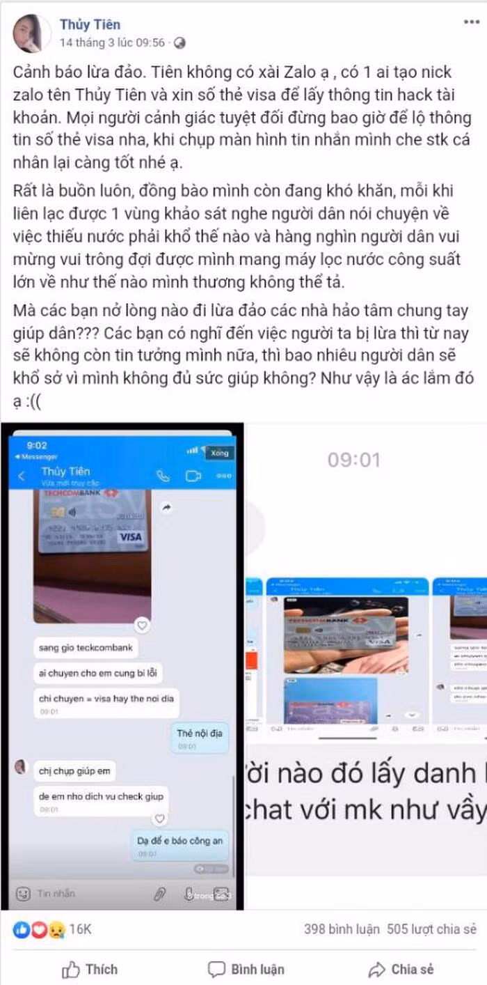 Thuy Tien bi ke xau gia mao tai khoan de lua tien quyen gop-Hinh-4