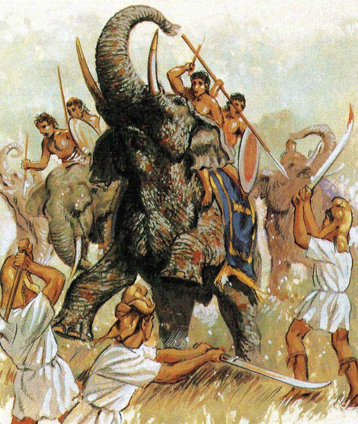 Theo các nhà nghiên cứu, voi chiến được sử dụng đầu tiên ở Ấn Độ. Vào thời kỳ cổ đại, văn minh Ấn Độ đề cao giá trị của loài voi trong chiến tranh. Họ ví rằng "Quân đội mà không có tượng binh thật đáng coi thường, khác gì rừng không có sư tử, nước không có vua, hay lòng can đảm mà đánh bằng tay không".