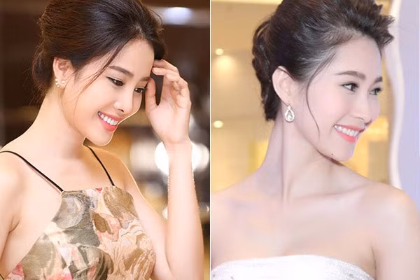 6. Đặng Thu Thảo - Nam Em. Hoa hậu Việt Nam 2012 Đặng Thu Thảo và hoa khôi Nam Em có những góc mặt giống nhau như hai chị em ruột.