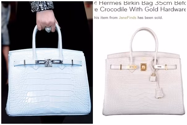 Mẫu túi của Lý Nhã Kỳ rất giống sản phẩm của Hermes, chỉ khác về độ bóng sáng.