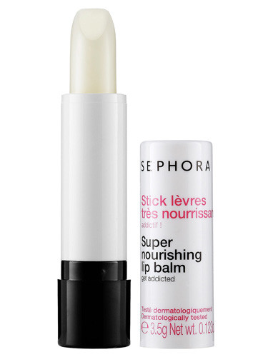 Son dưỡng Sephora Super Nourishing: 200.000đ. Sản phẩm chứa rất nhiều dưỡng chất để chứa nhiều độ ẩm và dinh dưỡng cần thiết nuôi dưỡng đôi môi bạn khỏe mạnh mềm mại: đó là bơ hạt mỡ làm mềm và tăng độ đàn hồi cho đôi môi căng mọng, cùng dầu hạt nho ngăn ngừa tình trạng mất nước, phục hồi độ đàn hồi của môi, sáp ong, vitamin E dưỡng ẩm, chăm sóc môi luôn khỏe mạnh và tránh tình trạng lão hóa da.