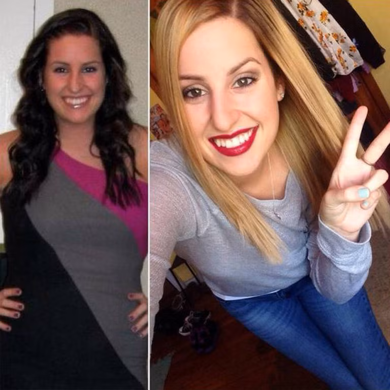 Việc duỗi thẳng và nhuộm vàng khiến cô gái này trẻ ra đến chục tuổi.