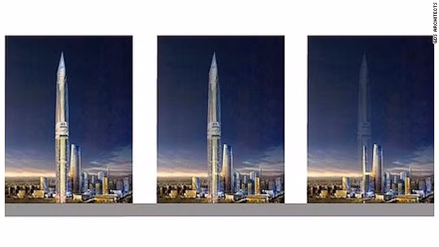 Từ trái sang phải: hình ảnh tòa nhà xuất hiện trên hệ thống đèn LED ngoài mặt tiền khi chưa được kích hoạt; kích hoạt 30%; kích hoạt 100% khiến tòa nhà hoàn toàn biến mất.