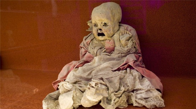 ##sc### Xác ướp của một em bé được trưng bày tại bảo tàng El Museo de las Momias ở Guanajuato, Mexico. 