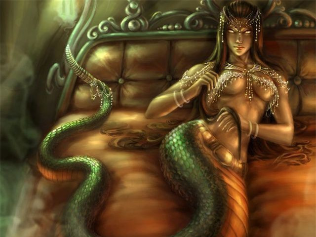 2. Echidna trong thần thoại Hy Lạp mang hình hài là một nửa phụ nữ, một nửa rắn. Sinh vật này được biết đến là vợ của quái vật đáng sợ nhất Hy Lạp Typhon. Cùng với Typhon, nữ rắn Echidna sinh ra rất nhiều quái vật trong thần thoại như Chimera, Cerberus, Sphi. 