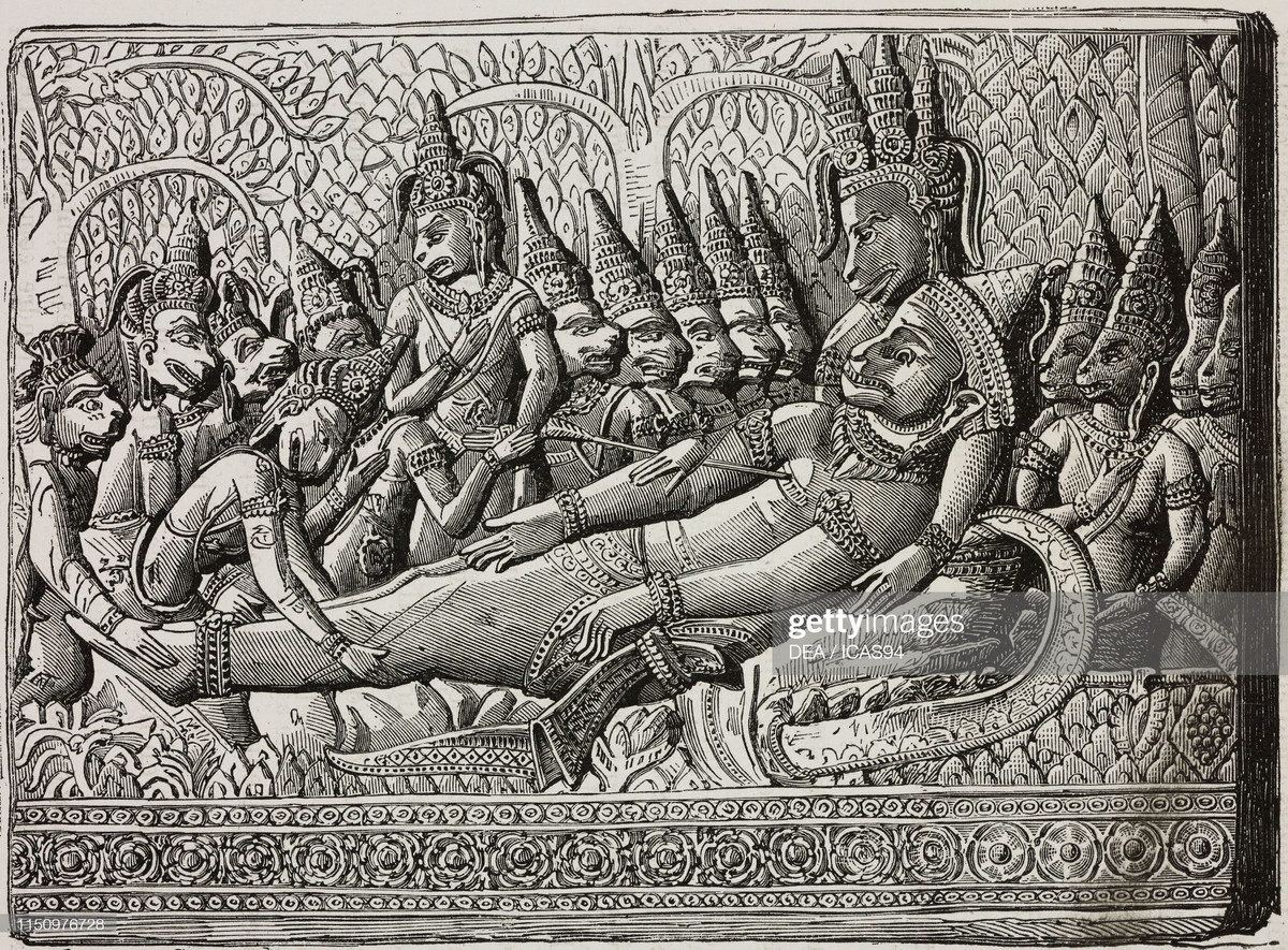 Bức phù điêu có hình vua khỉ Hanuman trong sử thi Ramayana.